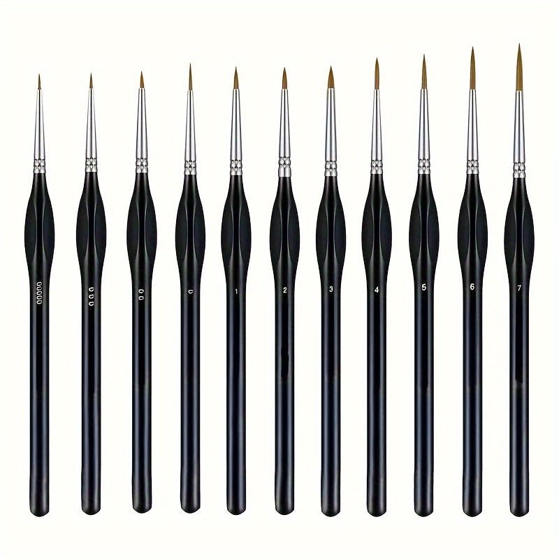 Precision detail brush for fine artwork featuring an ergonomic wooden handle, 19.5cm length, and synthetic bristles, perfect for acrylic, oil, 6