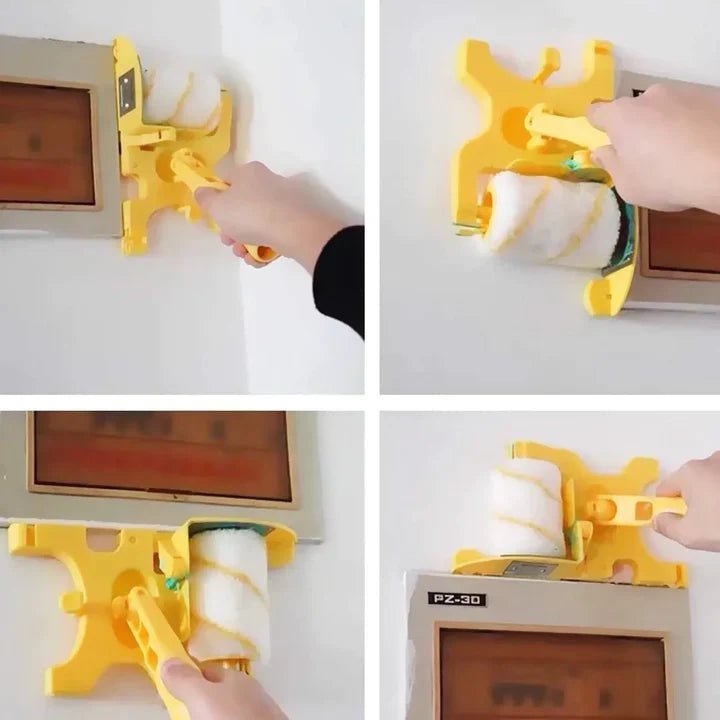 Precision painting roller designed for corners and edges, featuring an ergonomic handle for comfort and easy cleaning, made from durable PVC and cotton materials. 4