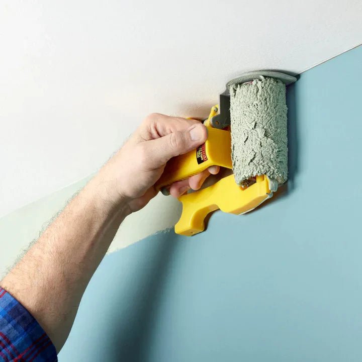 Precision painting roller designed for corners and edges, featuring an ergonomic handle for comfort and easy cleaning, made from durable PVC and cotton materials. 3