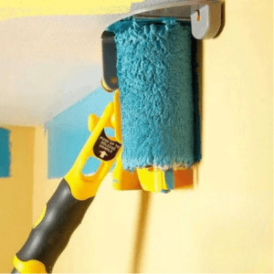 Precision painting roller designed for corners and edges, featuring an ergonomic handle for comfort and easy cleaning, made from durable PVC and cotton materials. 0