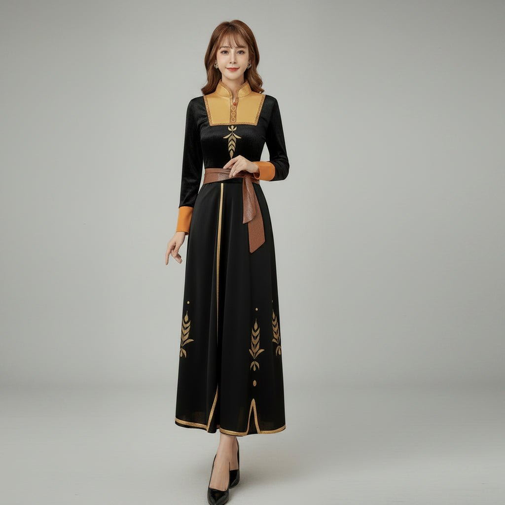 Enchanting princess costume dress with cloak for Halloween and cosplay, available in sizes S, M, L, and XL, perfect for fairytale-themed events 1