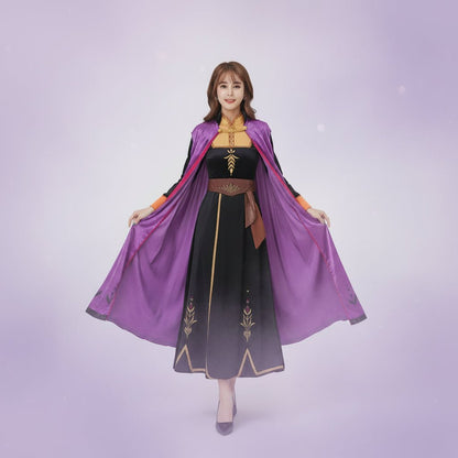 Enchanting princess costume dress with cloak for Halloween and cosplay, available in sizes S, M, L, and XL, perfect for fairytale-themed events 0