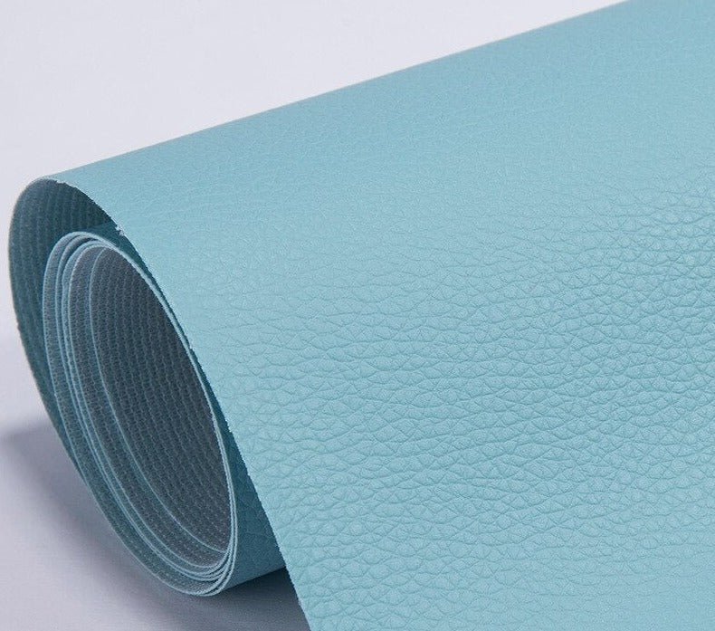 PU leather repair patch in black, showcasing its waterproof and self-adhesive features, ideal for seamless restoration of furniture and upholstery. 10