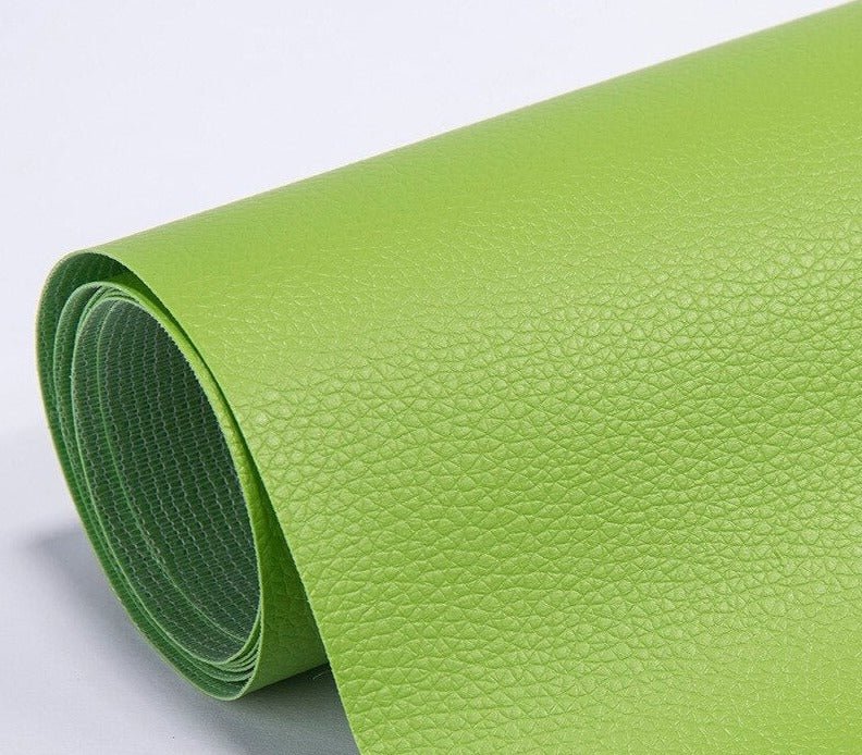 PU leather repair patch in black, showcasing its waterproof and self-adhesive features, ideal for seamless restoration of furniture and upholstery. 7