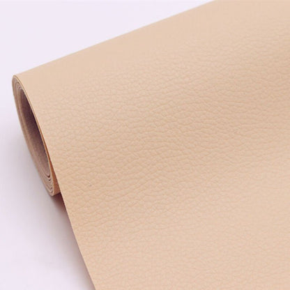 PU leather repair patch in black, showcasing its waterproof and self-adhesive features, ideal for seamless restoration of furniture and upholstery. 14