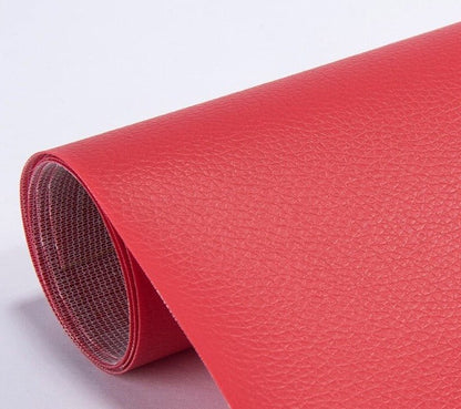 PU leather repair patch in black, showcasing its waterproof and self-adhesive features, ideal for seamless restoration of furniture and upholstery. 6