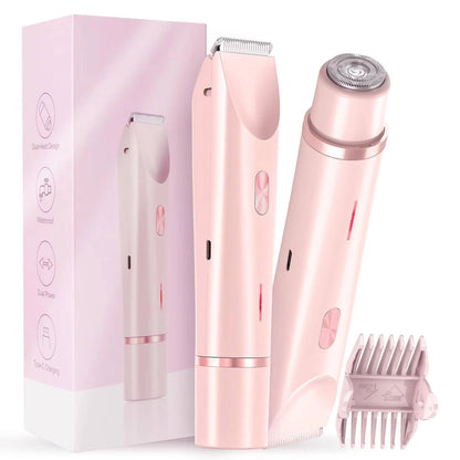 Gentle and quiet pubic hair trimmer featuring a dual head design, waterproof capability, perfect for body and facial grooming. 7