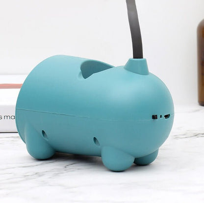 Rabbit LED desk lamp with touch control, featuring a cute design, built-in pen organizer, and USB charging port, perfect for kids' study spaces. 1