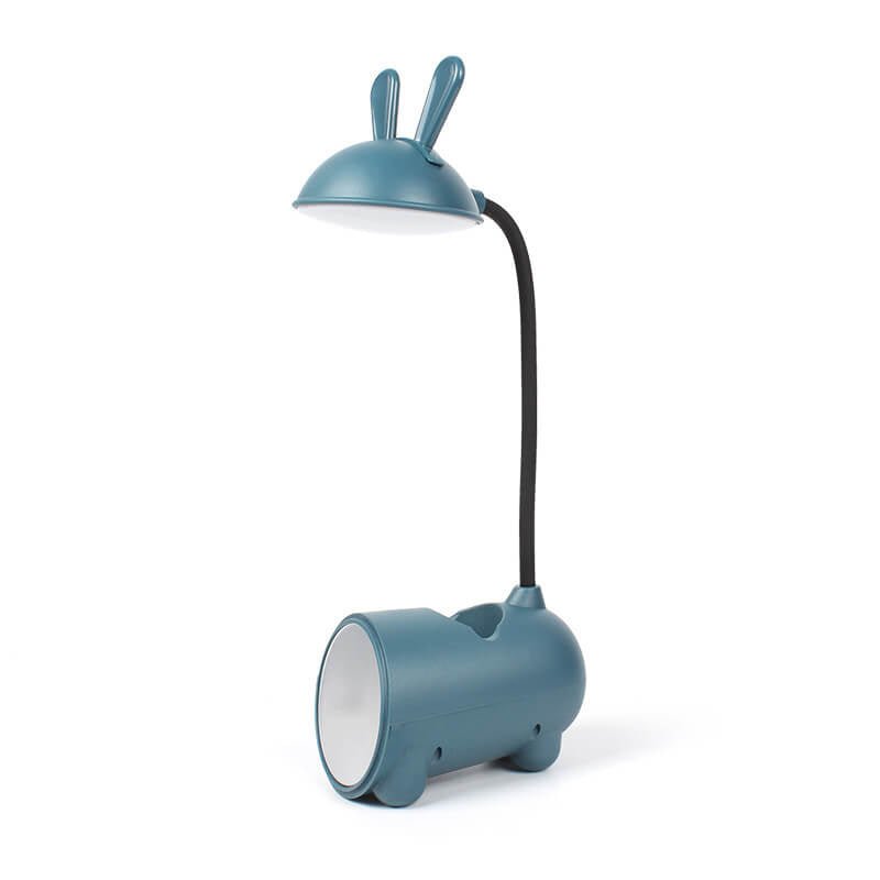 Rabbit LED desk lamp with touch control, featuring a cute design, built-in pen organizer, and USB charging port, perfect for kids' study spaces. 4