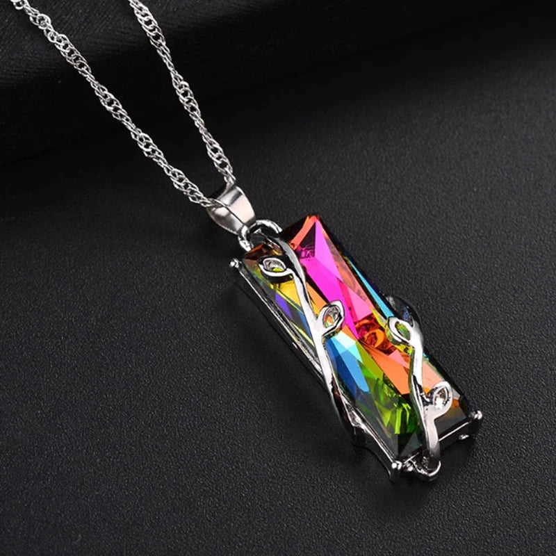 Rainbow Stone Tree of Life Necklace featuring a vibrant gemstone design with a sterling silver pendant, measuring 3cm in diameter, perfect for adding a colorful touch 0