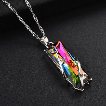 Rainbow Stone Tree of Life Necklace featuring a vibrant gemstone design with a sterling silver pendant, measuring 3cm in diameter, perfect for adding a colorful touch 0