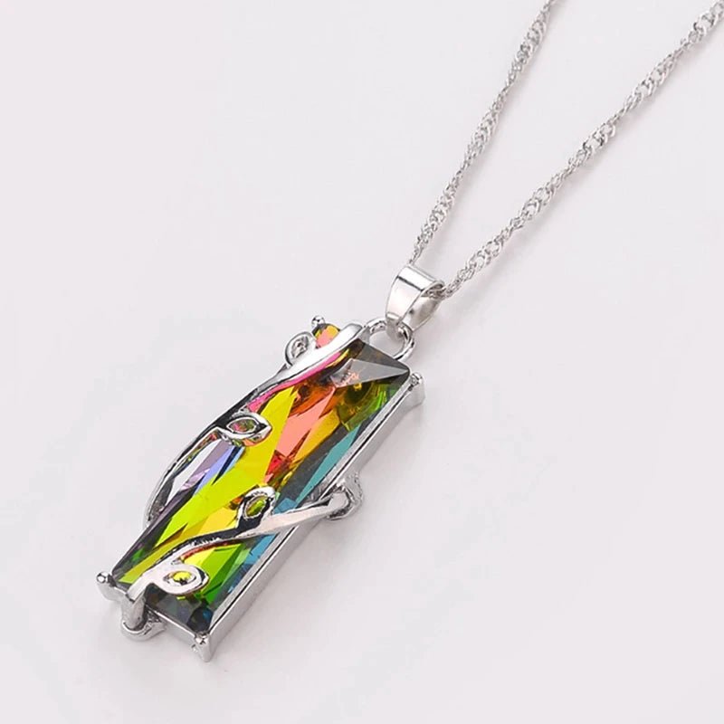 Rainbow Stone Tree of Life Necklace featuring a vibrant gemstone design with a sterling silver pendant, measuring 3cm in diameter, perfect for adding a colorful touch 4