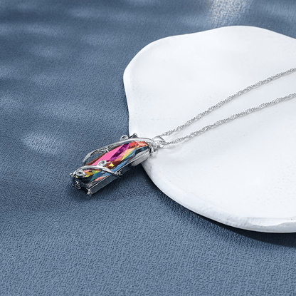 Rainbow Stone Tree of Life Necklace featuring a vibrant gemstone design with a sterling silver pendant, measuring 3cm in diameter, perfect for adding a colorful touch 2