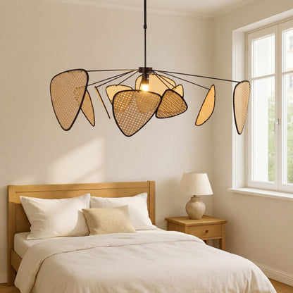 Rattan pendant light with adjustable cable featuring an organic modern design, perfect for enhancing kitchen and dining spaces. 0