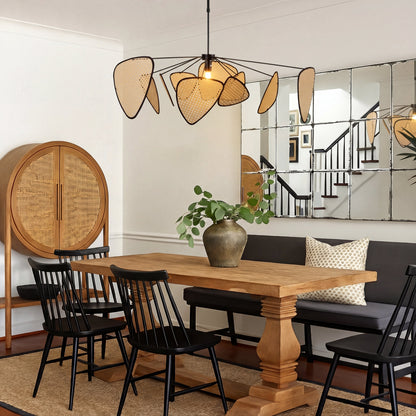 Rattan pendant light with adjustable cable featuring an organic modern design, perfect for enhancing kitchen and dining spaces. 1