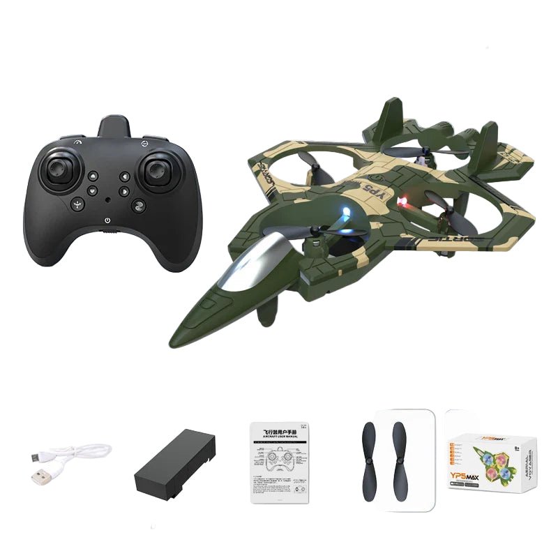 RC airplane featuring gyroscopic stabilization and LED lights, designed for beginners and acrobatic enthusiasts, made from lightweight foam for easy handling and flight. 2