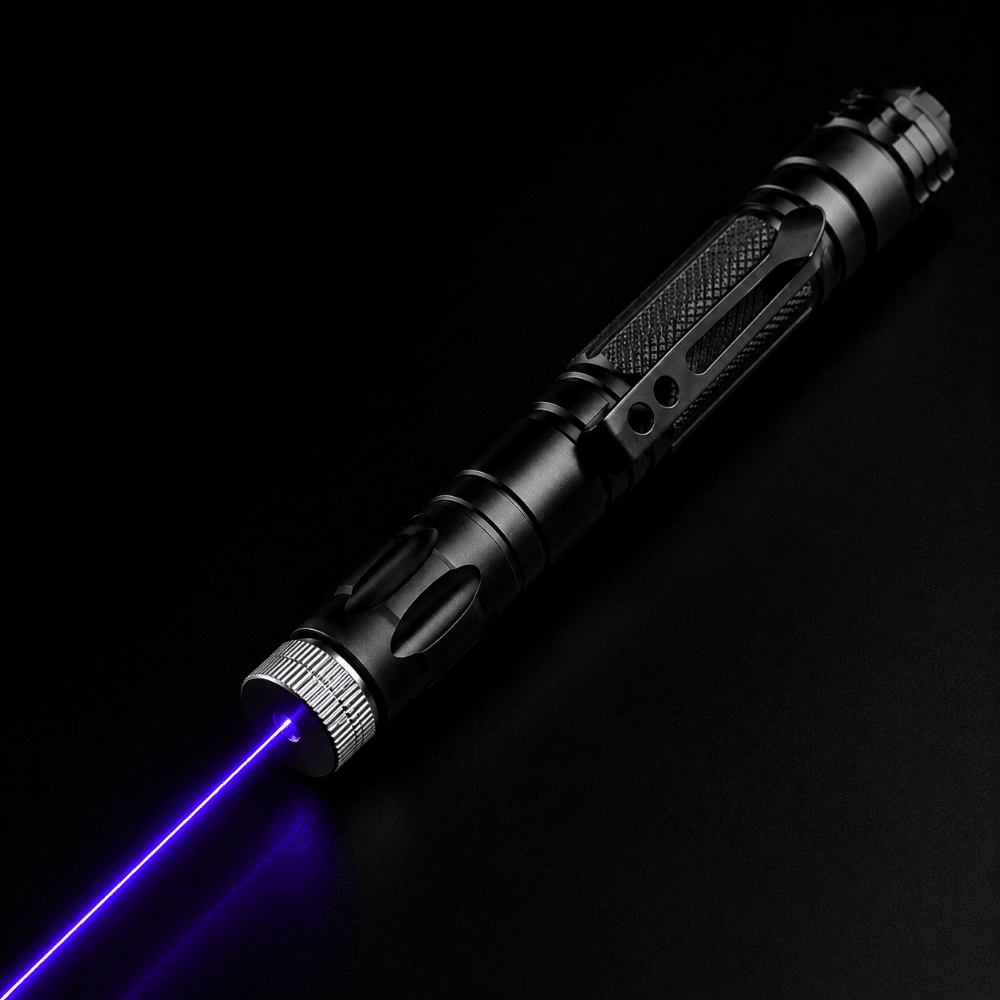 Rechargeable adjustable focus laser pointer in a sleek aluminum design, showcasing long-range capabilities and ergonomic grip for precise pointing. 4
