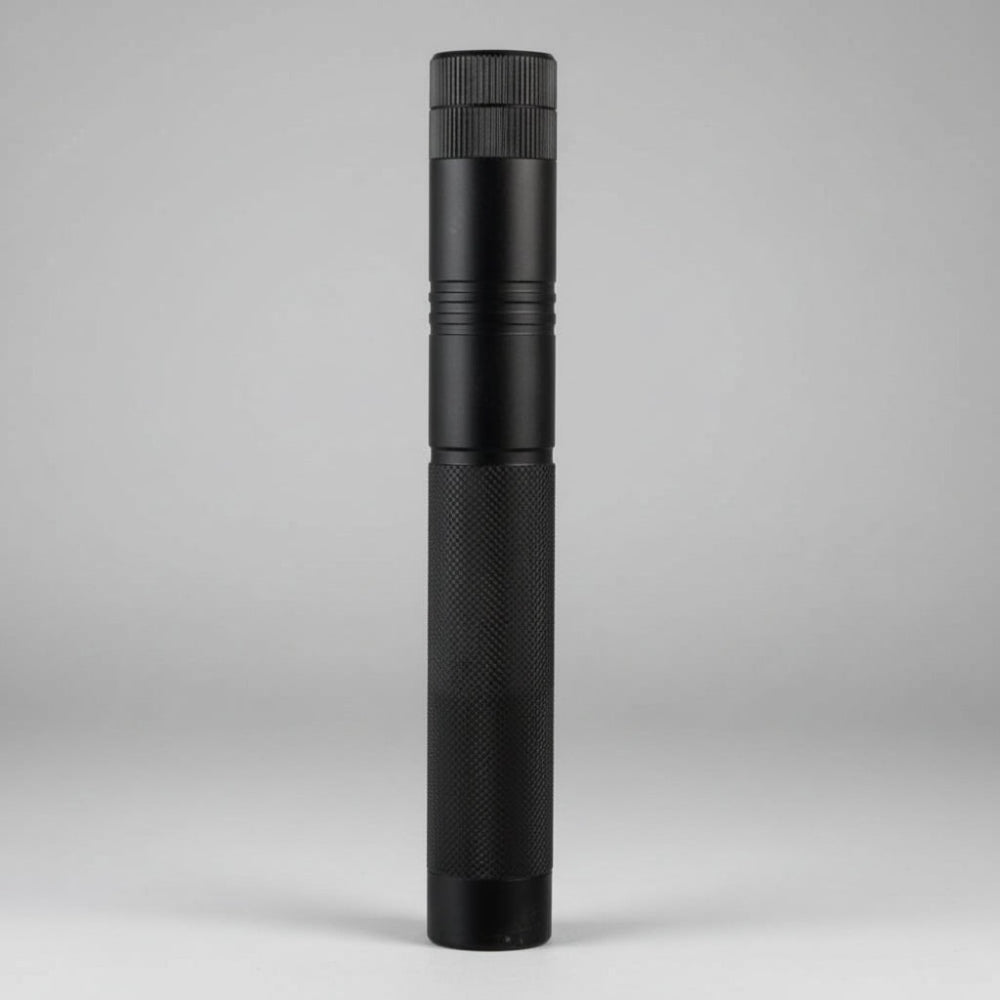 Rechargeable adjustable focus laser pointer in a sleek aluminum design, showcasing long-range capabilities and ergonomic grip for precise pointing. 7