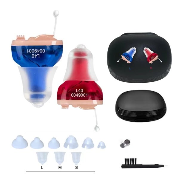 Rechargeable hearing aids featuring an in-ear design for comfort and discretion, delivering clear sound and long battery life, ideal for everyday use. 2
