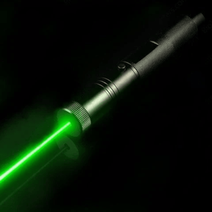 Rechargeable laser pointer featuring adjustable focus and a safety lock, designed for long-range use, with USB charging capability. 0