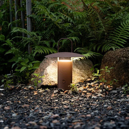 Rechargeable outdoor lantern with touch dimmer, designed for versatile indoor and outdoor use, featuring a sleek and portable design ideal for camping, backyard gatherings, 4