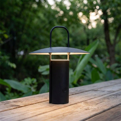 Rechargeable outdoor lantern with touch dimmer, designed for versatile indoor and outdoor use, featuring a sleek and portable design ideal for camping, backyard gatherings, 1