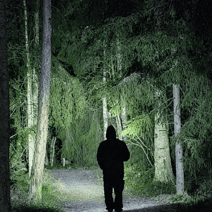 Rechargeable tactical flashlight with 100,000 lumens output, featuring a durable waterproof design and bright LED technology, perfect for outdoor activities and emergency situations 4