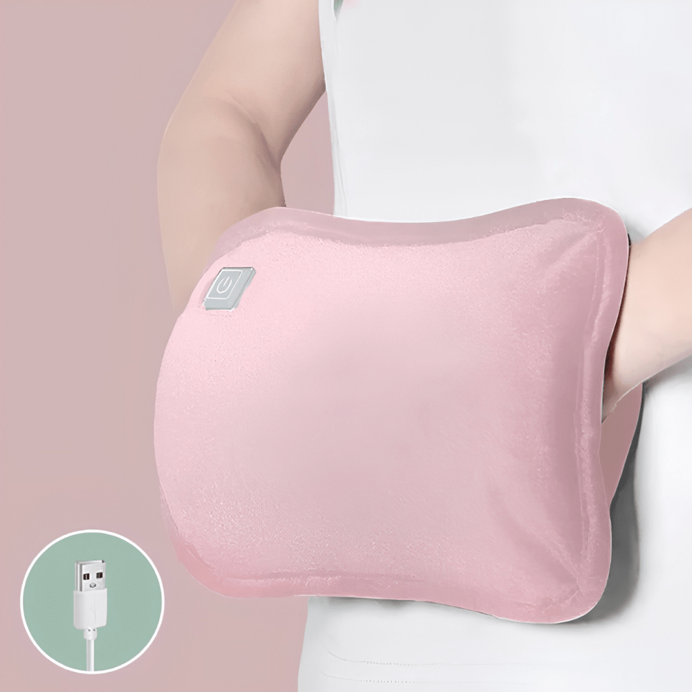 Rechargeable USB hand warmer featuring a soft plush design, three adjustable heat settings, and a portable size ideal for keeping hands warm in cold weather. 8