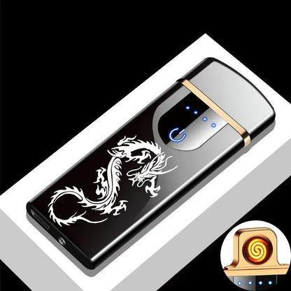 Rechargeable USB plasma lighter featuring a windproof dual arc flame and touch sensor, designed with a sleek metal finish for modern convenience. 18