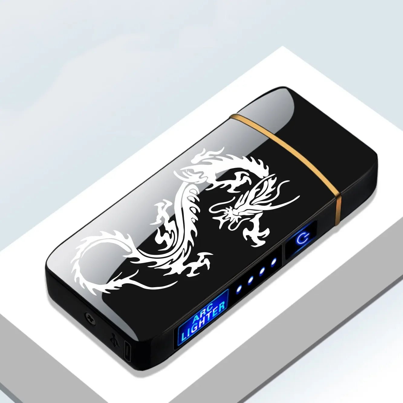 Rechargeable USB plasma lighter featuring a windproof dual arc flame and touch sensor, designed with a sleek metal finish for modern convenience. 11