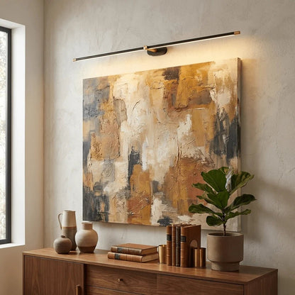 Rechargeable wall light featuring a modern cordless design in black and gold, equipped with dimmable LED technology for adjustable brightness. 2