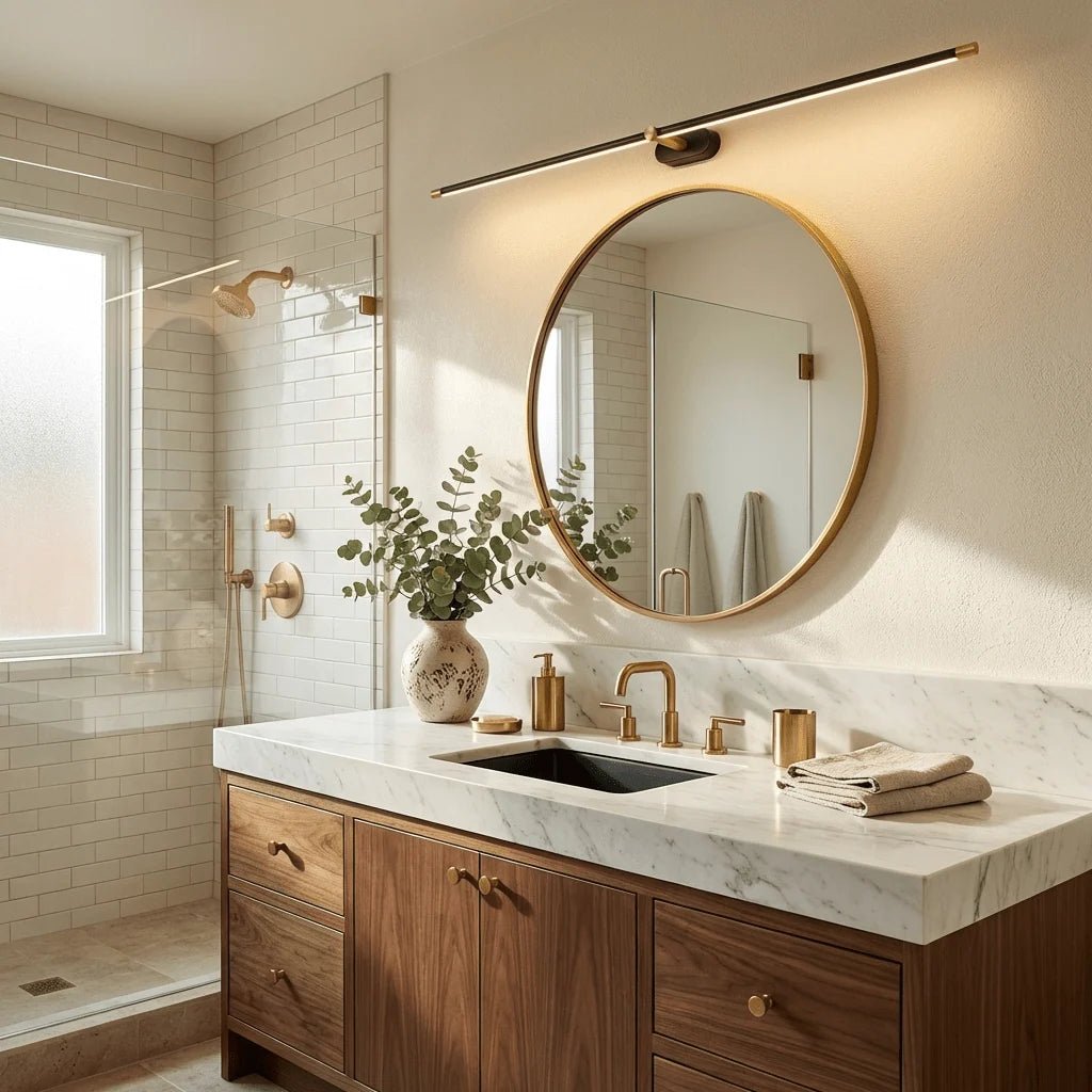 Rechargeable wall light featuring a modern cordless design in black and gold, equipped with dimmable LED technology for adjustable brightness. 3