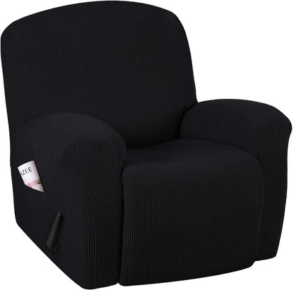 Recliner chair cover set made from stretchable jacquard fabric, designed for a secure fit and enhanced decor, available in multiple colors. 0