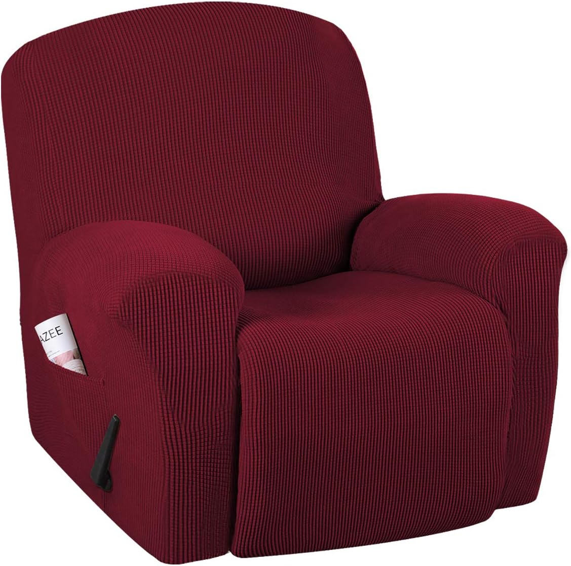 Recliner chair cover set made from stretchable jacquard fabric, designed for a secure fit and enhanced decor, available in multiple colors. 10