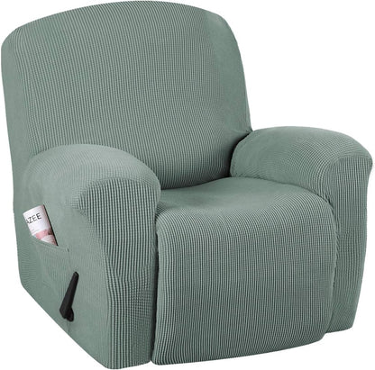 Recliner chair cover set made from stretchable jacquard fabric, designed for a secure fit and enhanced decor, available in multiple colors. 14