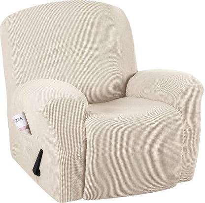 Recliner chair cover set made from stretchable jacquard fabric, designed for a secure fit and enhanced decor, available in multiple colors. 8