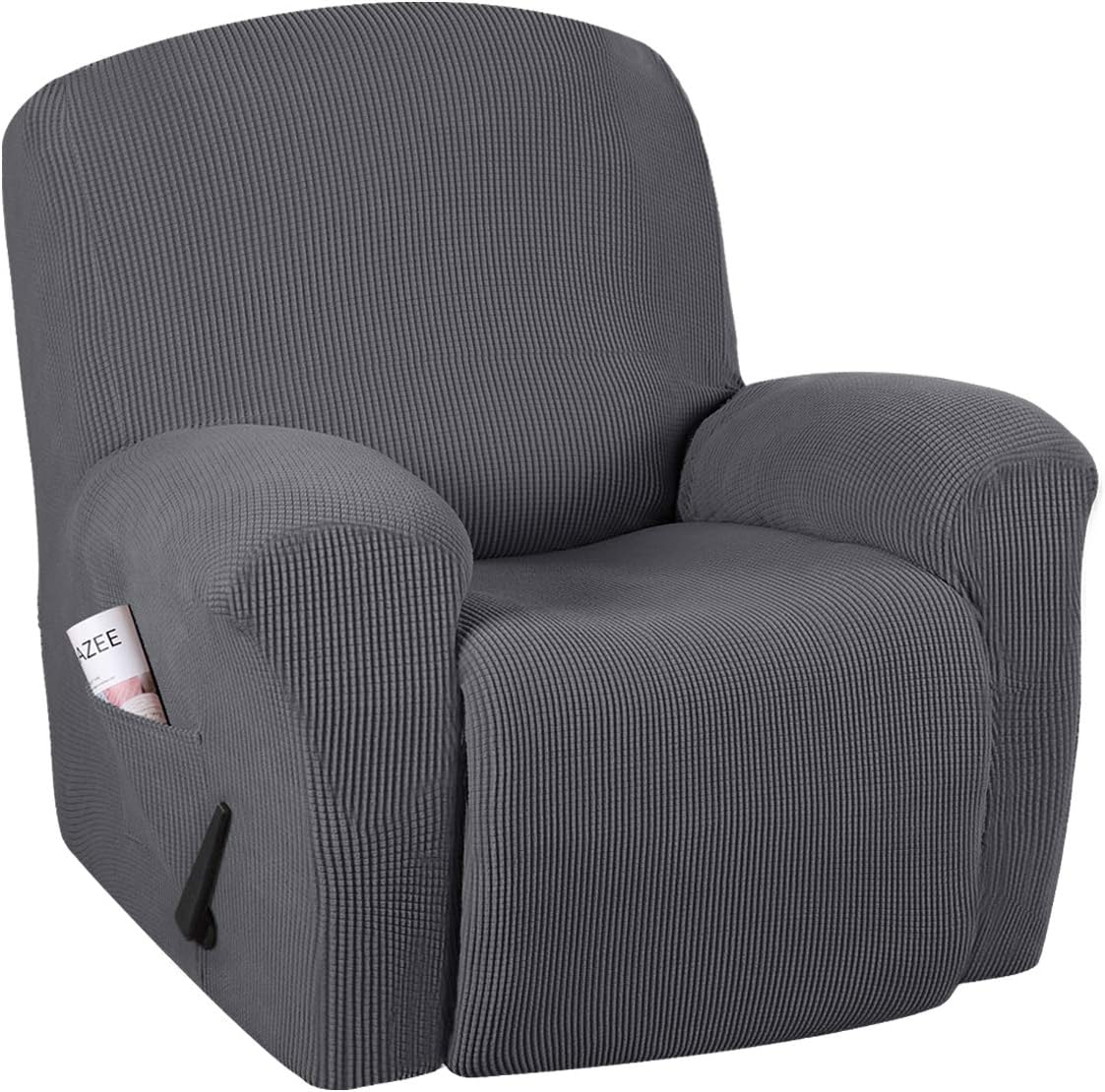 Recliner chair cover set made from stretchable jacquard fabric, designed for a secure fit and enhanced decor, available in multiple colors. 15