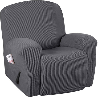 Recliner chair cover set made from stretchable jacquard fabric, designed for a secure fit and enhanced decor, available in multiple colors. 15