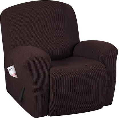 Recliner chair cover set made from stretchable jacquard fabric, designed for a secure fit and enhanced decor, available in multiple colors. 9