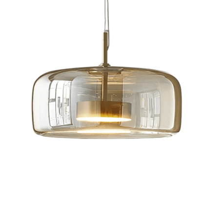 Retro pendant lamp featuring an amber glass shade and a black metal fixture, perfect vintage lighting for kitchen and dining spaces. 5