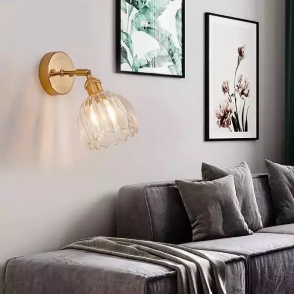 Retro wall lamp featuring a tulip glass shade, designed as a metal wall sconce to enhance cozy atmospheres in living spaces. 6