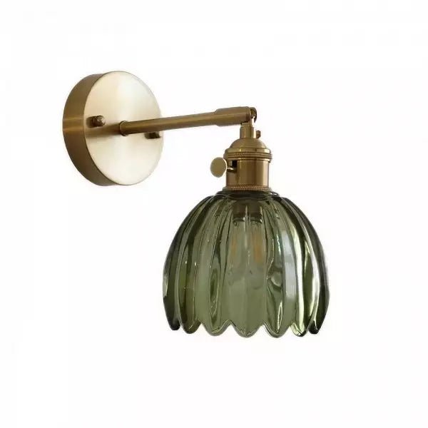 Retro wall lamp featuring a tulip glass shade, designed as a metal wall sconce to enhance cozy atmospheres in living spaces. 9