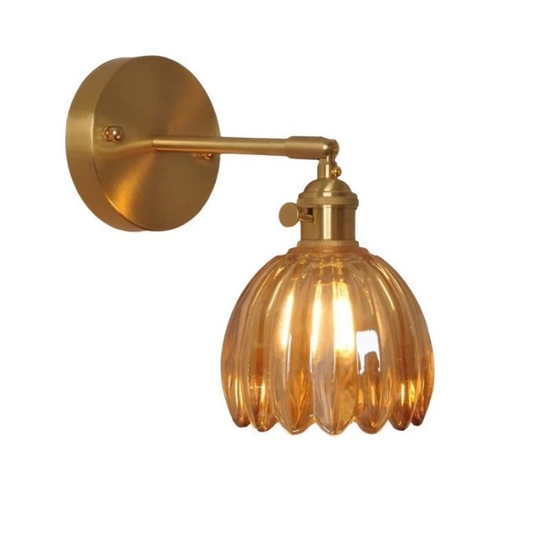 Retro wall lamp featuring a tulip glass shade, designed as a metal wall sconce to enhance cozy atmospheres in living spaces. 12