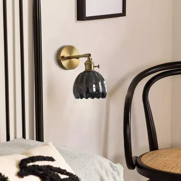 Retro wall lamp featuring a tulip glass shade, designed as a metal wall sconce to enhance cozy atmospheres in living spaces. 8