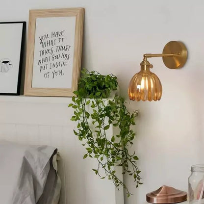 Retro wall lamp featuring a tulip glass shade, designed as a metal wall sconce to enhance cozy atmospheres in living spaces. 5