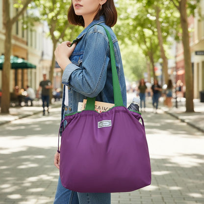 Reusable tote bag with a rectangle design and wristlet strap, perfect for shopping and everyday use, featuring durable materials and stylish aesthetics. 12