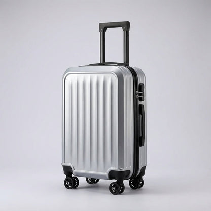 Ribbed suitcase with 360° spinner wheels and combination lock, made of durable ABS material, perfect for carry-on travel. 6