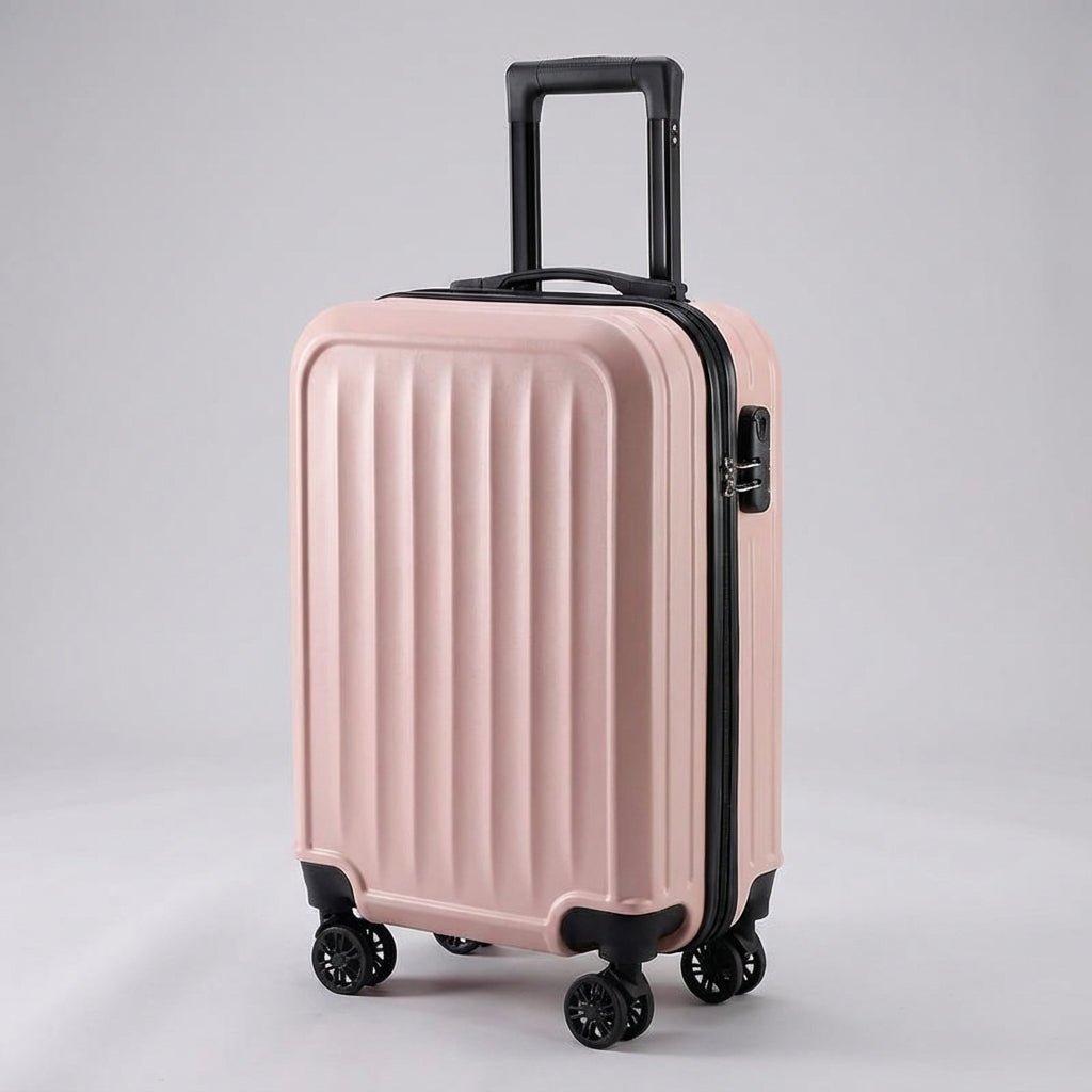 Ribbed suitcase with 360° spinner wheels and combination lock, made of durable ABS material, perfect for carry-on travel. 5