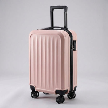 Ribbed suitcase with 360° spinner wheels and combination lock, made of durable ABS material, perfect for carry-on travel. 5