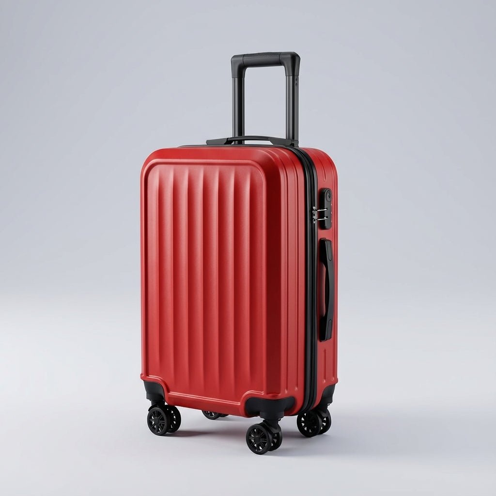 Ribbed suitcase with 360° spinner wheels and combination lock, made of durable ABS material, perfect for carry-on travel. 4